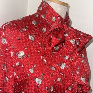 Country Sophisticates by Pendleton red pussybow medium m 12 button up
